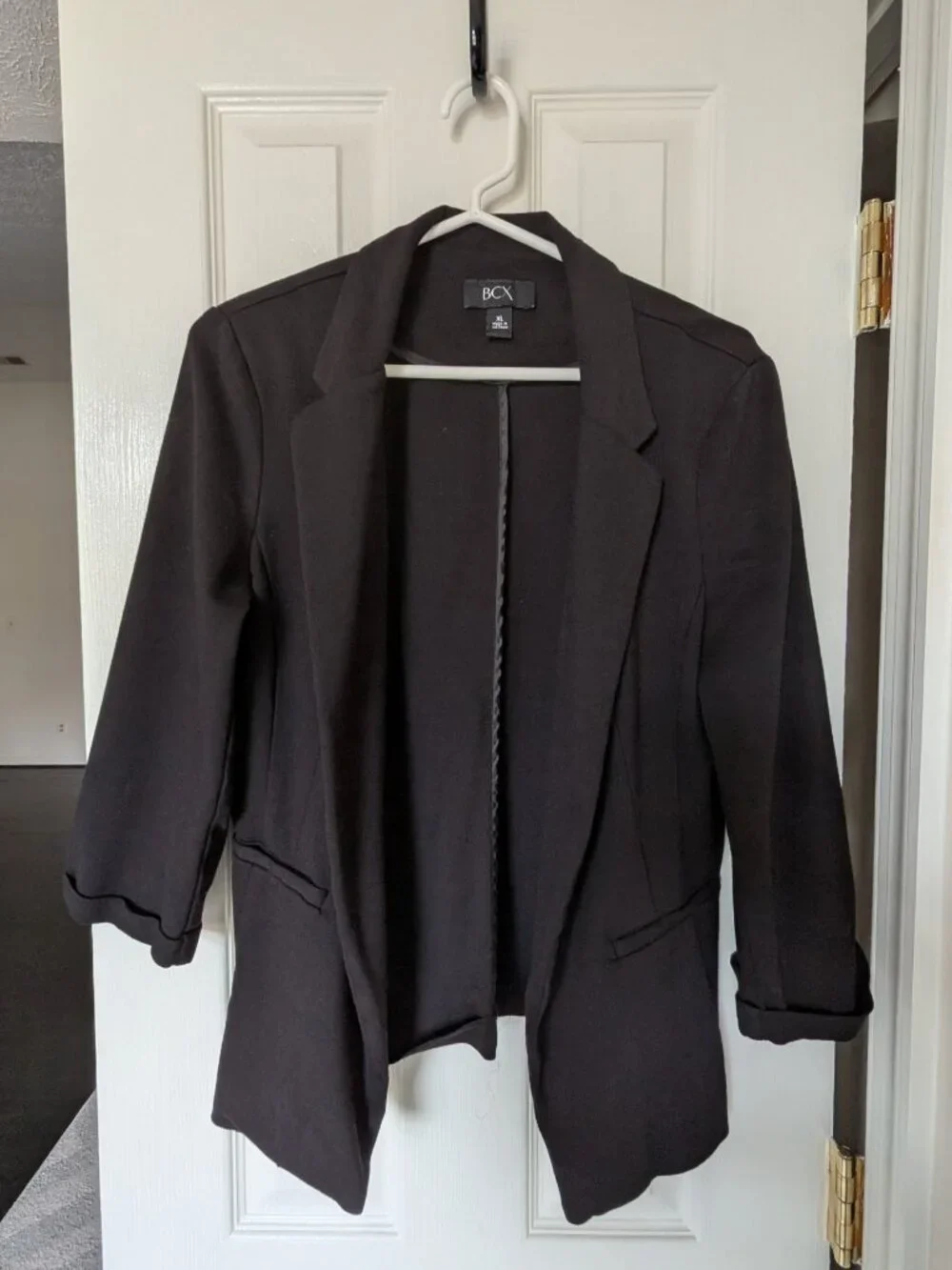 BCX Black 3/4-Sleeve Open-Front Blazer | Size X-Large - Picture 1 of 4